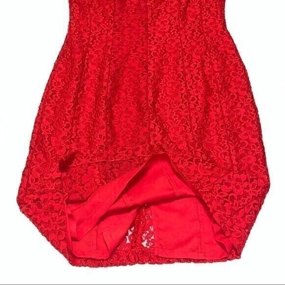 Anne Klein NWT Lipstick Red All Over Lace Lined Sleeveless Dress Size 6 Zip Up - Picture 6 of 11